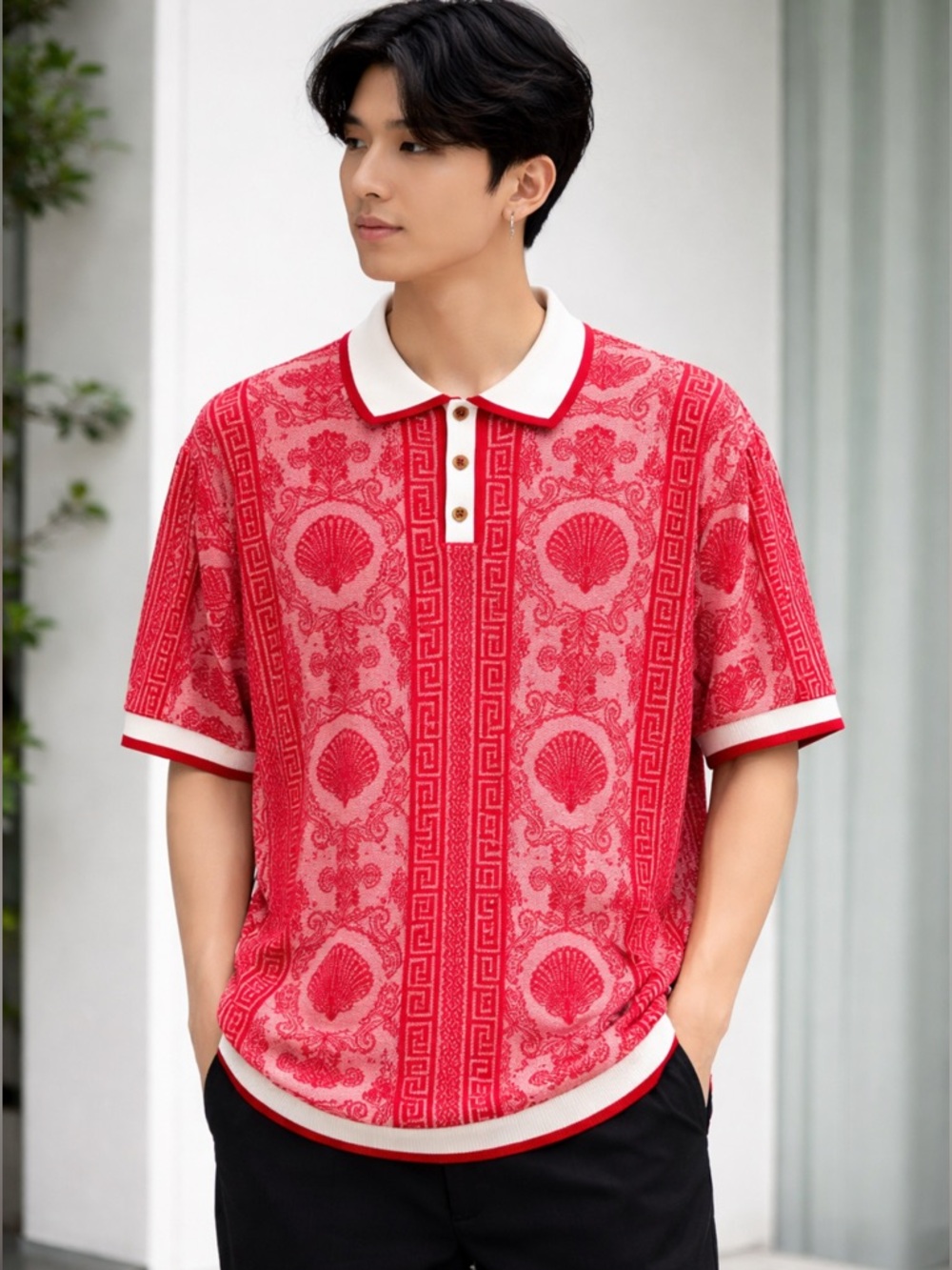 Prestige Original Men's  Red Luxury Knit Polo Shirt Size 4XL